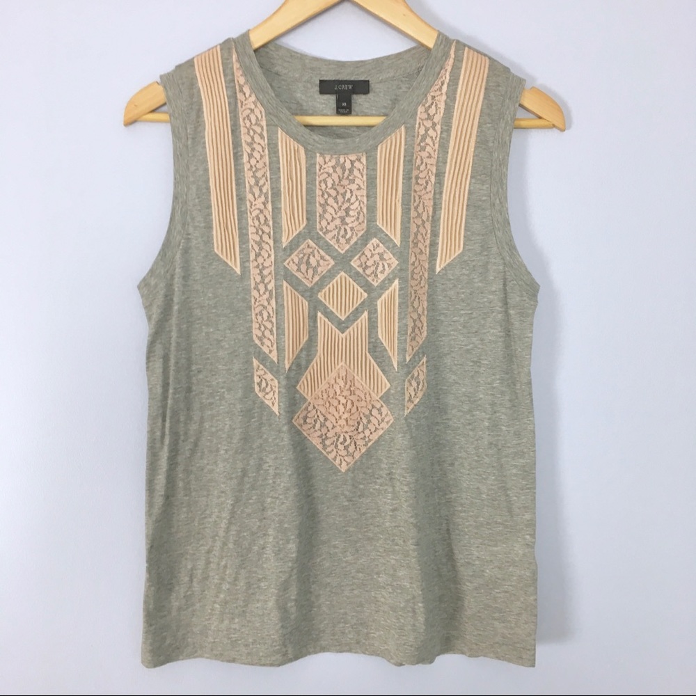 J Crew Lace Applique Tank Top, Like New - Picture 3 of 8